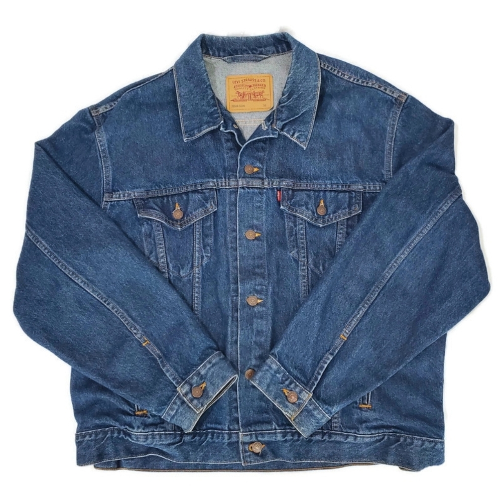 Vintage Levi's 70506-0216 Dark Wash Denim Trucker Jacket Made In USA Sz 50